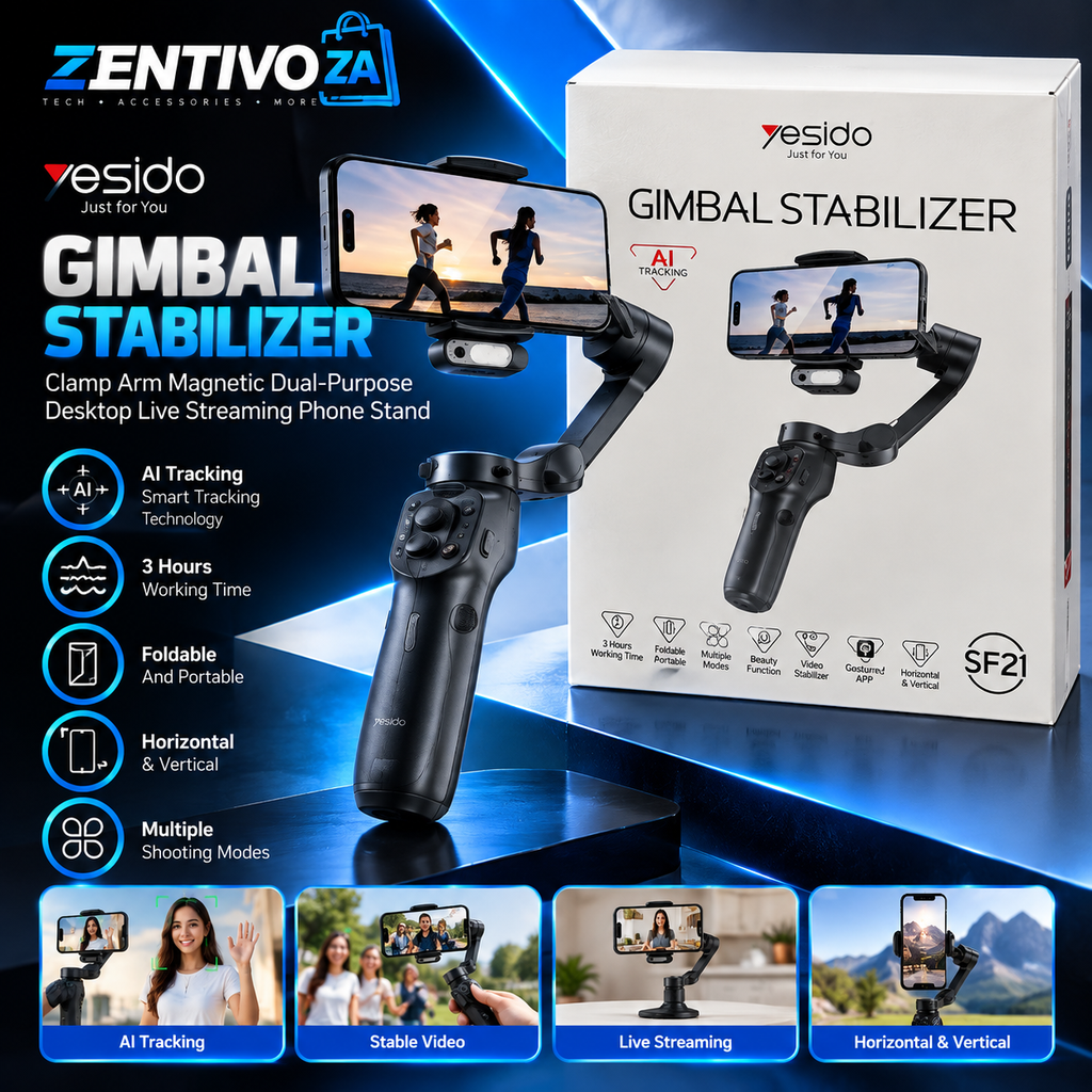 AI Tracking Smartphone Gimbal Stabilizer – Foldable, Horizontal & Vertical Filming
