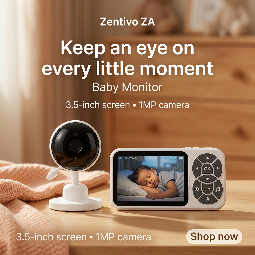 Warm nursery-style Zentivo ZA baby monitor ad