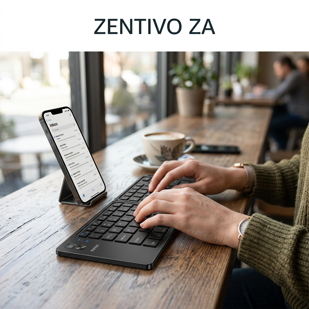 ZENTIVO ZA keyboard being used at a café